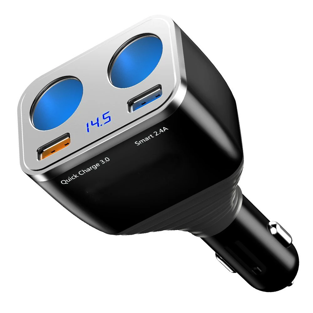 USB Quick Charge 3,0 Автомобильное зарядное устройство 80 Вт 2 гнезда прикуривателя двойной USB порт Автомобильный адаптер питания для iPhone iPad Android