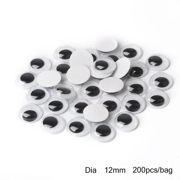 12mm 200Pcs Милые! 4-24 мм и 8x10 мм самоклеющиеся игрушки глаза всего смешанный гуглый глаз плюшевый медведь пластиковая кукла глаз скрапбук для куклы игрушки аксессуары - Цвет: 12mm 200Pcs