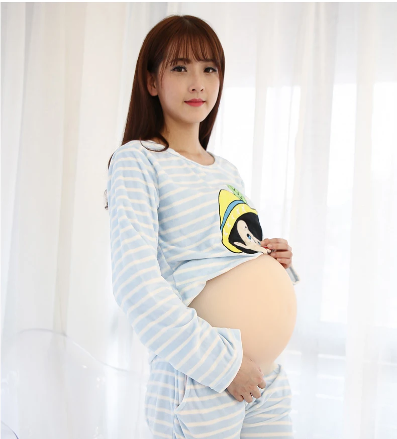 

3400g 8~10 month Twins Top quality Seamless Silicone Artificial Belly fake Tummy belly for Pregnancy Test 2 colors