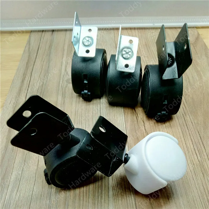 

4pcs 1.5 inches Black/White Half / Full Hold Swivel Casters Office Chair Plastic Wheels Rolling Roller Castor for Furniture