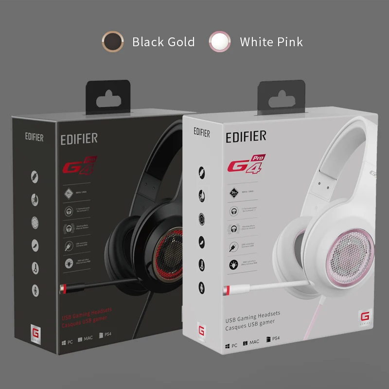 EDIFIER G4 Pro USB игровая гарнитура с Виртуальным 7,1 объемным звуком RGB подсветка Волшебная Голосовая функция выдвижной микрофон