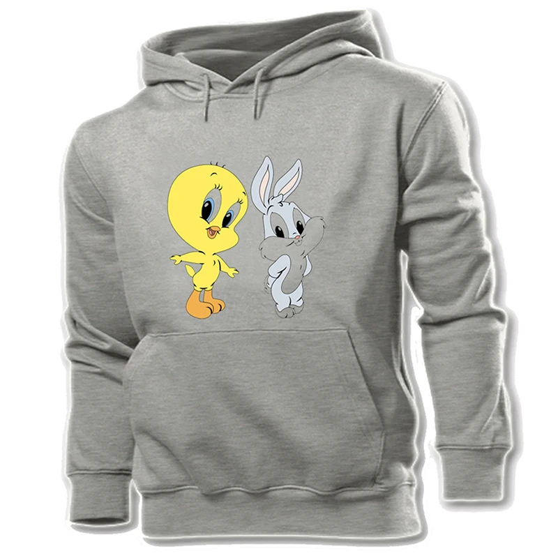 Забавная мультяшная птичка Твити, милый кролик баг и Черный кот Looney Tunes, Женская толстовка с капюшоном, пуловер с капюшоном
