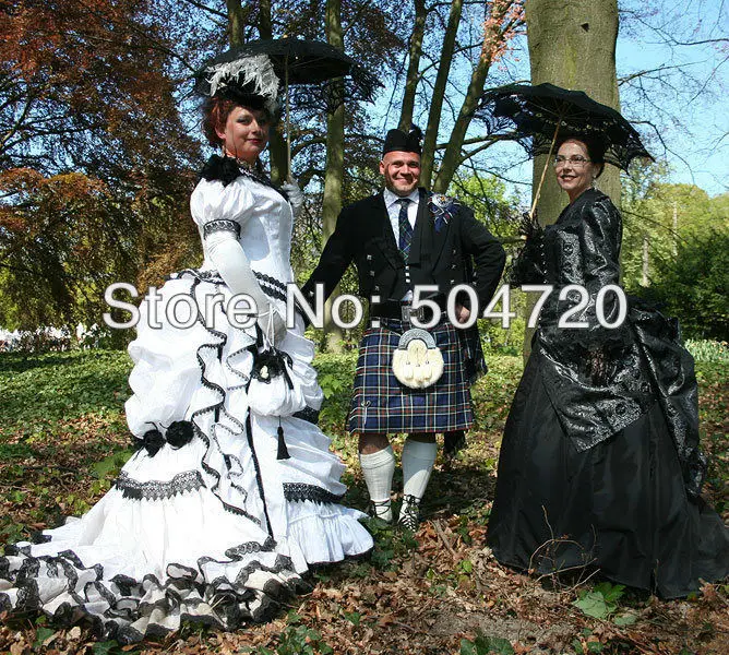

Freeshipping!19 Century White Civil War Southern Belle Gown Victorian Lolita dresses/scarlett dress US6-26 V-2443