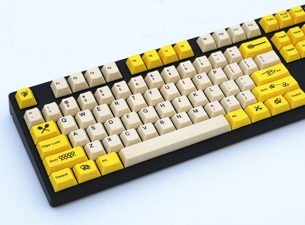 Пчелиный желтый/белый 108/130 клавиш красящий сублимированный pbt keycap для