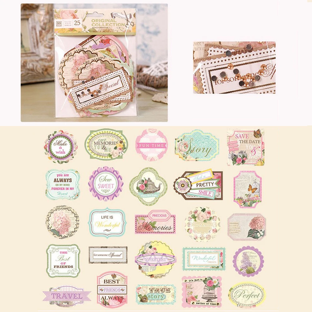 Ретро Цветочный вырезанный пакет бумажные винтажные печатные бирки цитаты титры