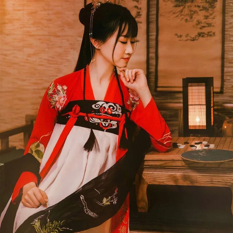 Новое летнее традиционное льняное платье Hanfu династии Тан ханьфу для женщин