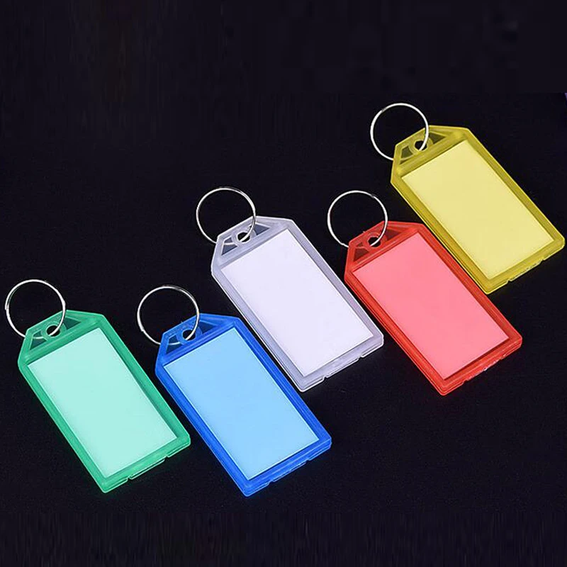 

50 Pcs Colorful Plastic Key Fobs Luggage ID Card Name Label Tag Keyring Keychain Classification Buckle Bag Pendant Key Ring