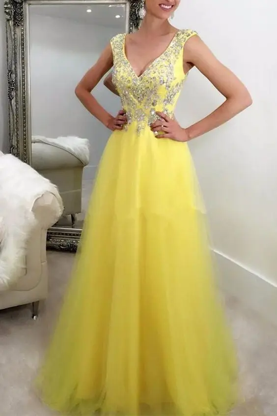 ZTVitality 2018 Vestidos сексуальное однотонное желтое длинное платье с v-образным вырезом и