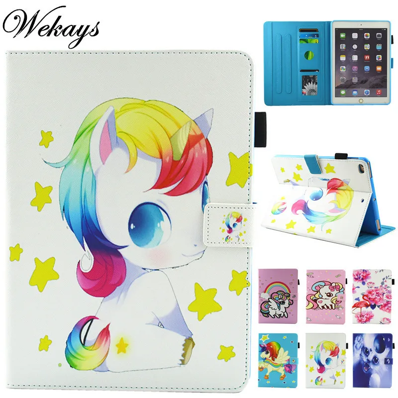 Wekays для Apple IPad Air 2 6 мультяшный Единорог кожаный флип чехол IPad6 планшета Air2|case for
