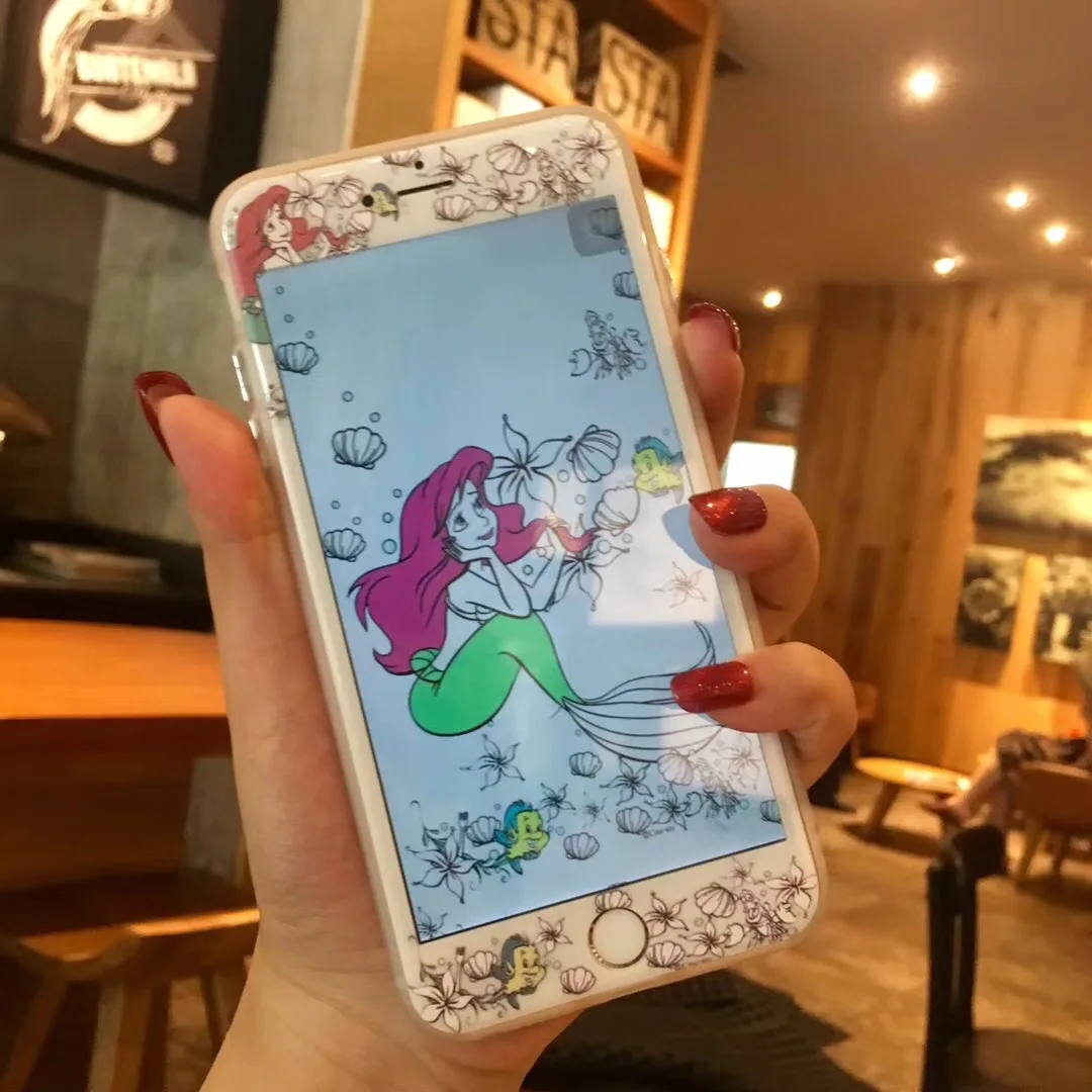 Русалка Рапунцель Алиса принцесса шаблон протектор экрана для iPhone 7 плюс 8 плюс 6 6S Закаленное стекло пленка 9H