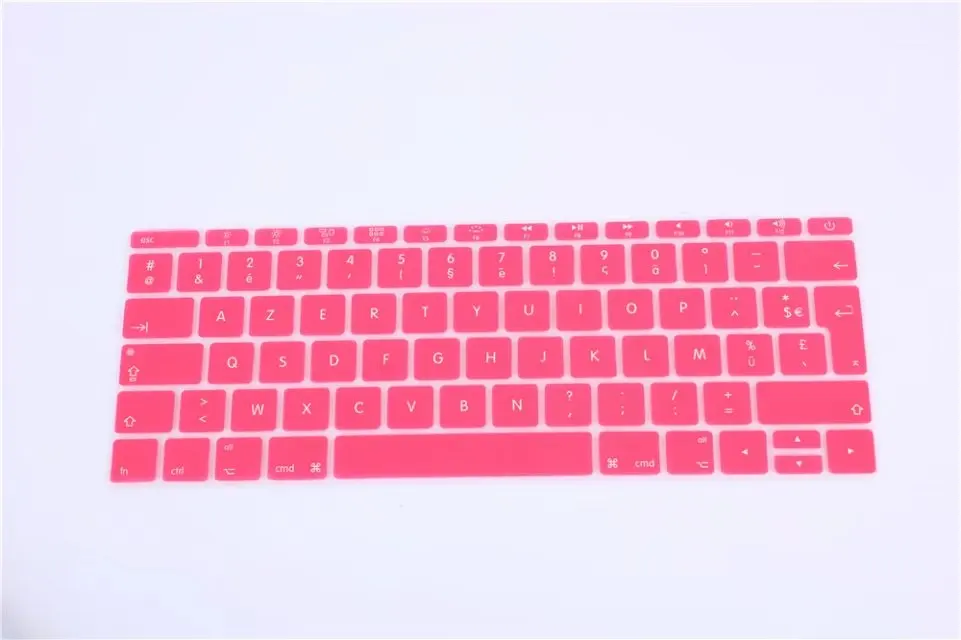 Великобритания ЕС французский AZERTY силиконовый чехол для клавиатуры для MacBook New Pro 1" A1708(версия, без сенсорной панели) для 12" A1534 retina - Цвет: Pink