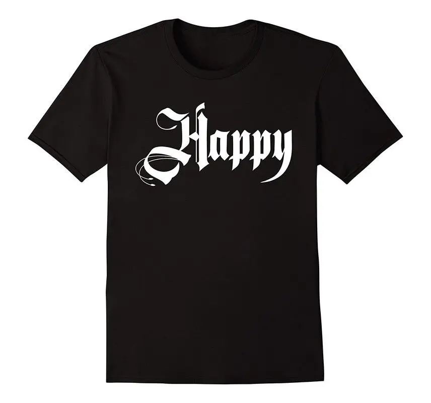 Простой английский с принтом букв Happy Футболка Графический прохладный короткий