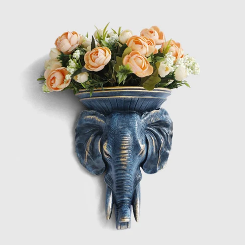Elephant V4 Настенная ваза из смолы с головой животного, украшение для дома, подвесная Фреска, ремесла для гостиной, искусственный цветочный горшок, украшения, кулон, искусство, Свадебный сад - Цвет: Elephant V4