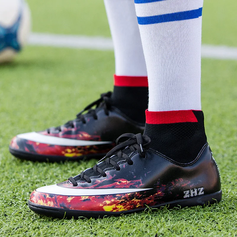 Высокие мужские футбольные бутсы с носками для мальчиков детские Botas De Futbol Con