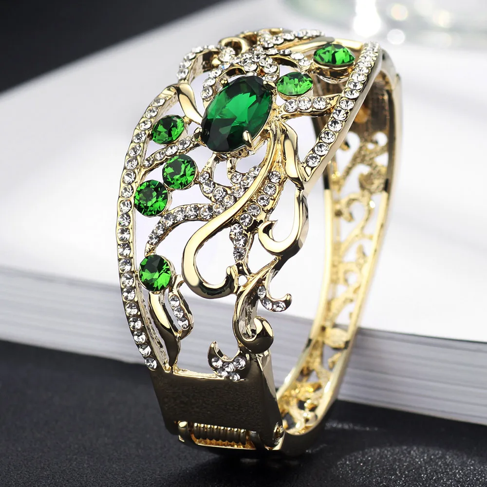 Neoglory австрийский хрустальный светильник желтое золото большие браслеты манжеты