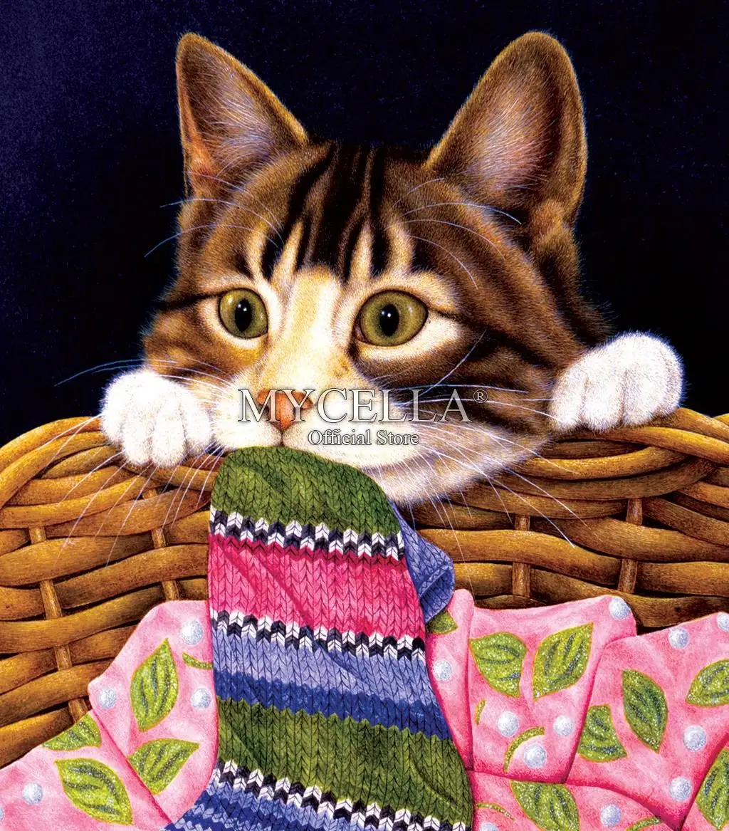

5d Diy Diamond Painting Full Cross Stitch Diamond Mosaic Sock Crazy Cats animals Art Cartoon Paintings Home Decor Christmas gift