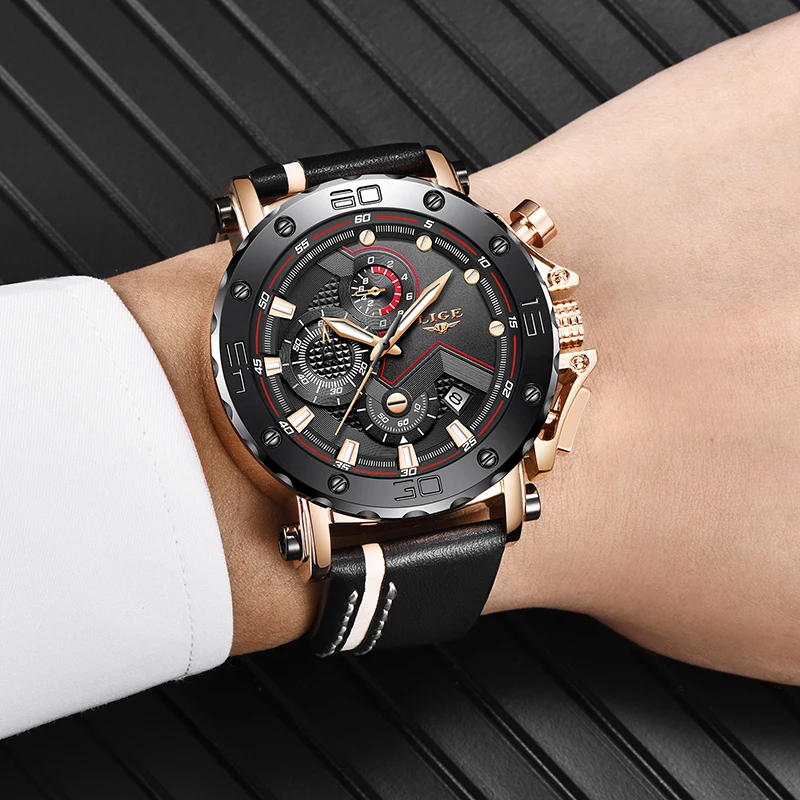 LIGE New Men Watches Top Brand Luxury Male Automatic Date Waterproof Sport Watch Leather Military Quartz Wrist Relojes | Наручные часы