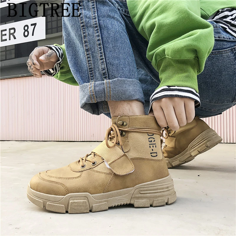 Ботинки мужские из натуральной кожи дизайнерские модные полусапожки военные