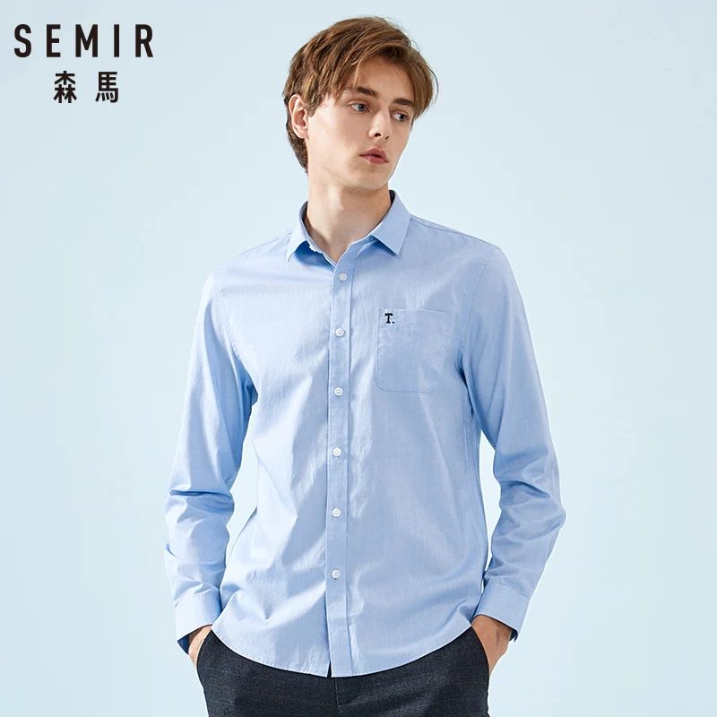 Рубашка SEMIR Мужская классическая хлопок 100% нагрудный карман легко гладить