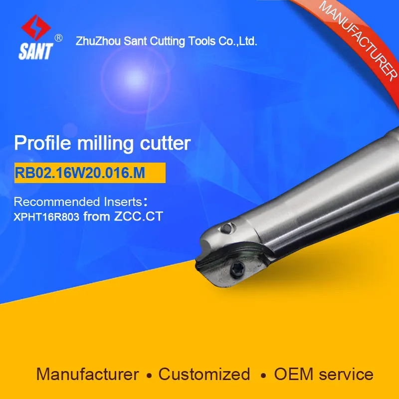 

Рекомендуемый BMR03-016-XP20-M индексируемый фреза SANT RB02.16W20.16.M с XPHT16R803 карбидная вставка