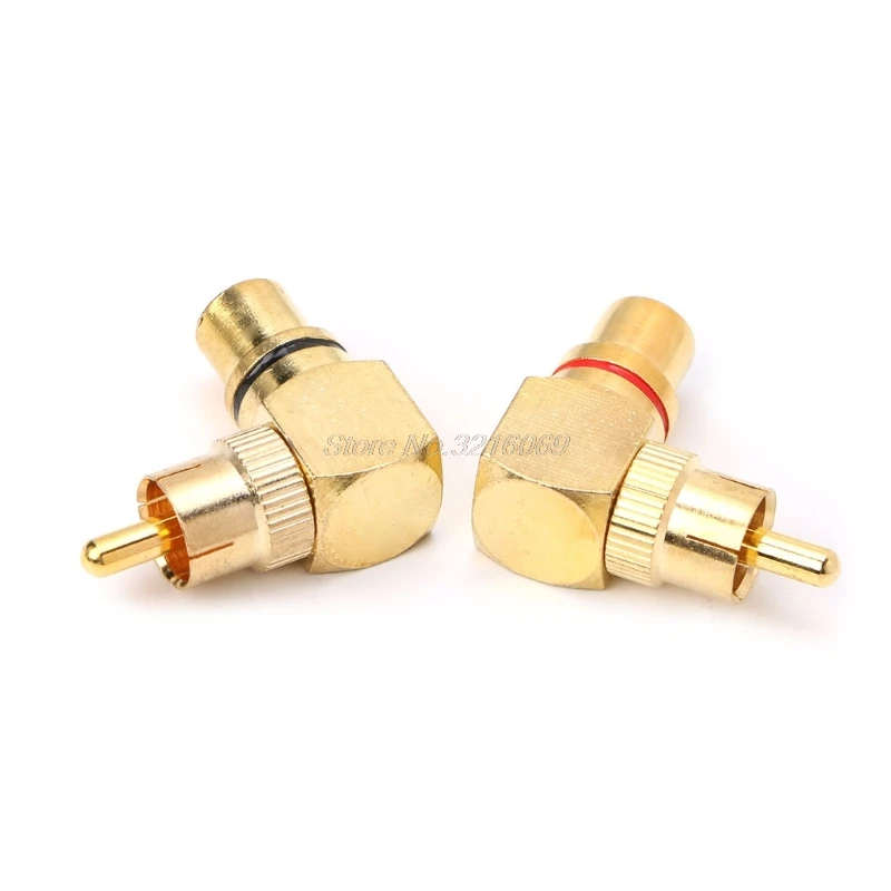 2х латунные RCA с прямым углом Позолоченный разъем 90 градусов адаптеры Sep12 оптовая