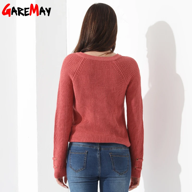 Sweater Women Pullover Long Sleeve Knitted jumper Sexy Tops Winter Women's Sweaters Knitwear Pull Femme Hiver 2022 GAREMAY | Женская