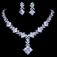 emmaya brand cubic zircon bridal jewelry sets silver color necklace earrings set wedding jewelry parure bijoux femme party