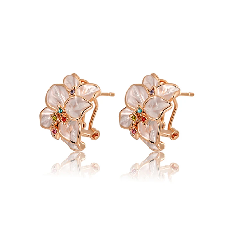 GS High Quality Earring Clip Flower on Earrings Rose Gold Color Without Piercing for Girls Party Needn't Ear Hole Y3 | Украшения и