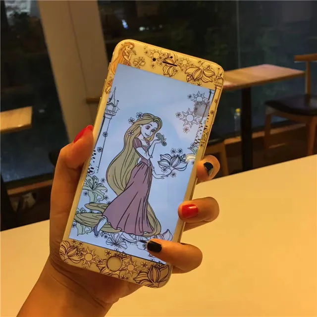 RLENDA Милая Русалка Принцесса милый Sitich мягкие края Закаленное стекло пленка для iPhone6 6S 7 8 Plus защита экрана - Цвет: 76