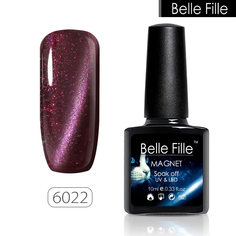Belle FILLE Cat Eye Gel Лаки для ногтей uv гель 3D с сияющими блестками сапфир Цвет маникюр |