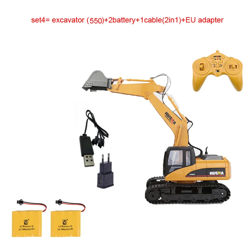 set4 15CH Моделирование RC экскаватор игрушки с музыкой и светильник детские мальчики игрушки для грузовых автомобилей RC подарки RC инженерный автомобиль трактор brinquedos - Цвет: set4