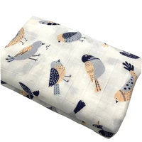 100 organic cotton cute printed bird and parrot muslin blanket for newborn baby swaddle wrap comfy infant bedding blankets