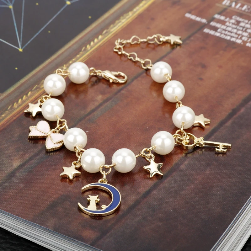 Женские браслеты с имитацией жемчуга браслет кроличьими и лунными звездами для