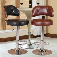 bar stool nordic bar chair linen fabric bar stool pu fabric rotating chair solid wood backrest cashier front desk high stool