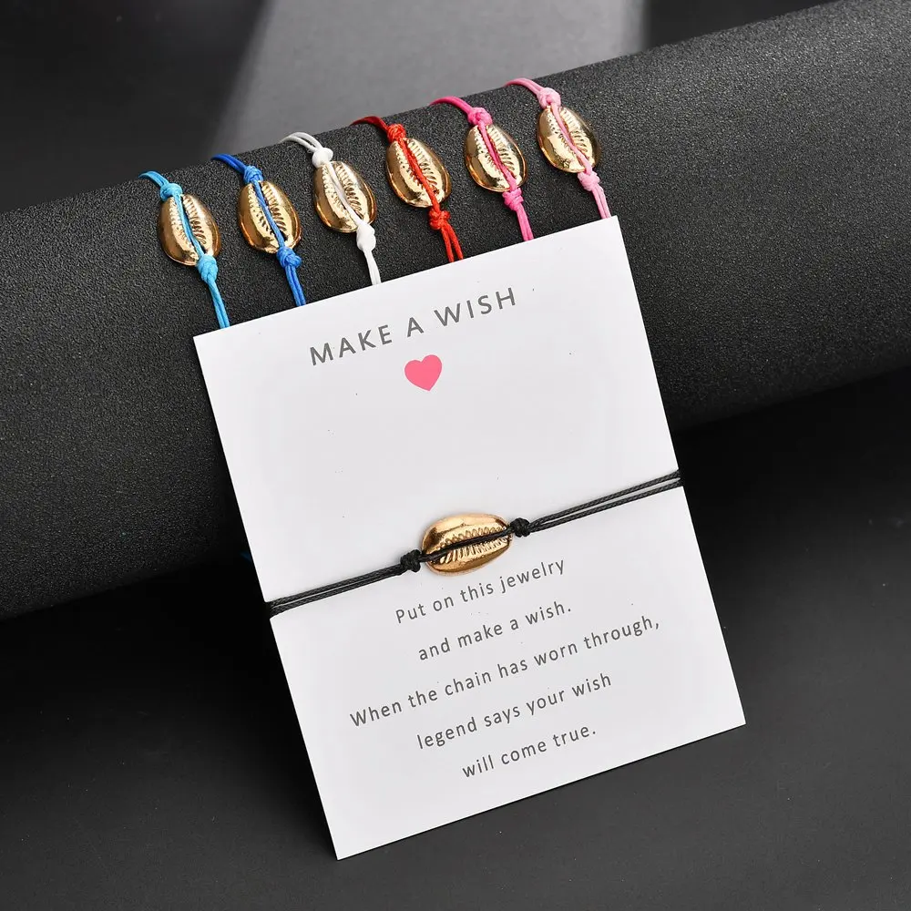 Новинка браслеты с подвесками Make a Wish в виде Золотой ракушки регулируемой