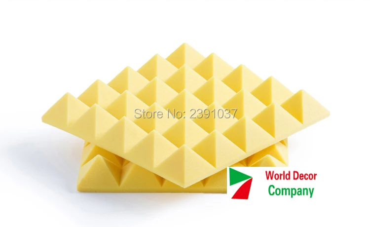 

High quality 8cm Yellow acoustic foam Sound absorption pyramid eggcrate wedge soundproof acoustic foam, for studio 16pcs 1 pack