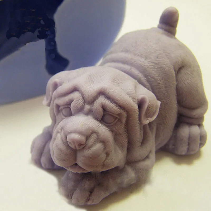 Silicone Mold shar pei dog 3D Handmade Fondant Cake DIY Ice Cream Chocolate Decoration Silica Gel Soap | Дом и сад