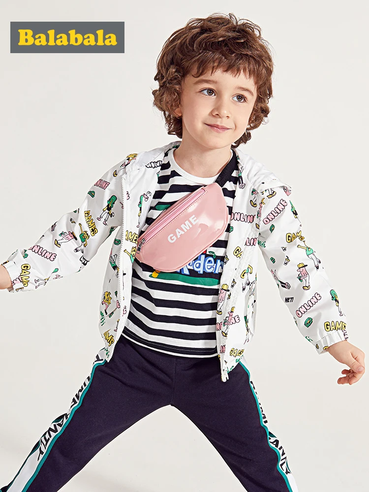 Balabala/Детская толстовка с капюшоном и принтом на молнии для мальчиков Детская