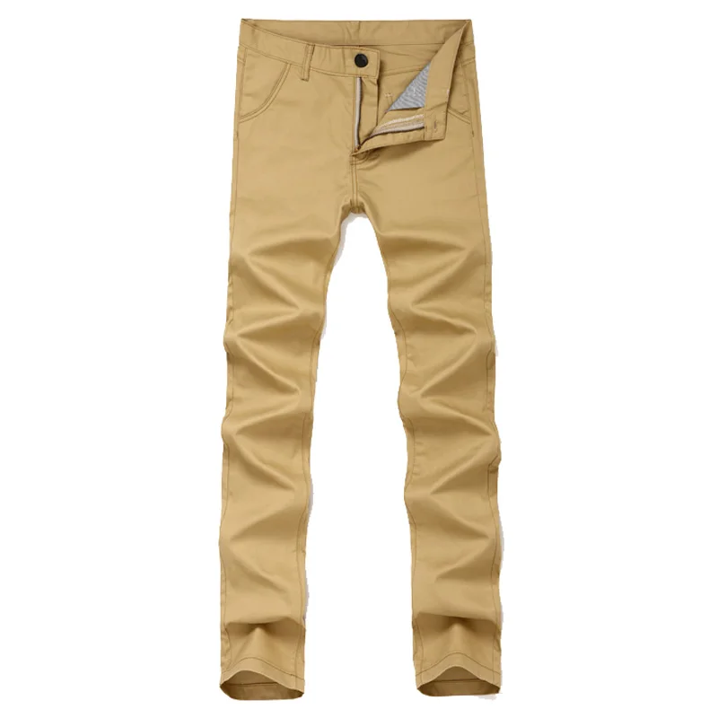 Slim Fit casual брюки мужские цвета хаки Плоская передняя прямая посадка army green Длинные