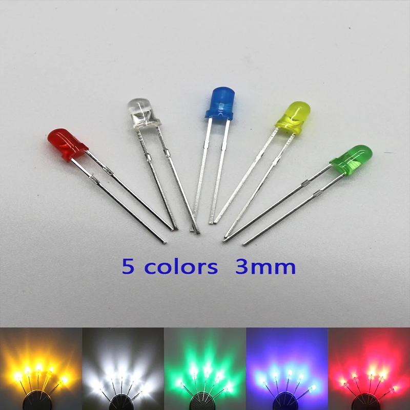 Светодиодный светильник 100 шт. 3 мм|set led|set diyset red |