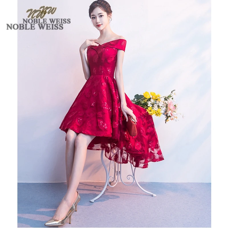 NOBLE WEISS Elegant Sweetheart Prom Gowns Asymmetrical Formal Evening Gown Lace Dress Free Shipping | Свадьбы и торжества