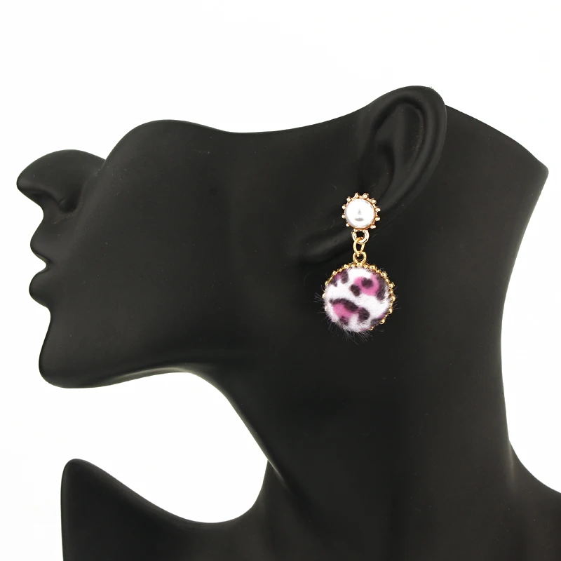 Dayoff Cute Cotton Leopard Round Pearl Dangle Earrings Women Jewelry Europe Boho Eardrop Vintage Gold Long E543 | Украшения и