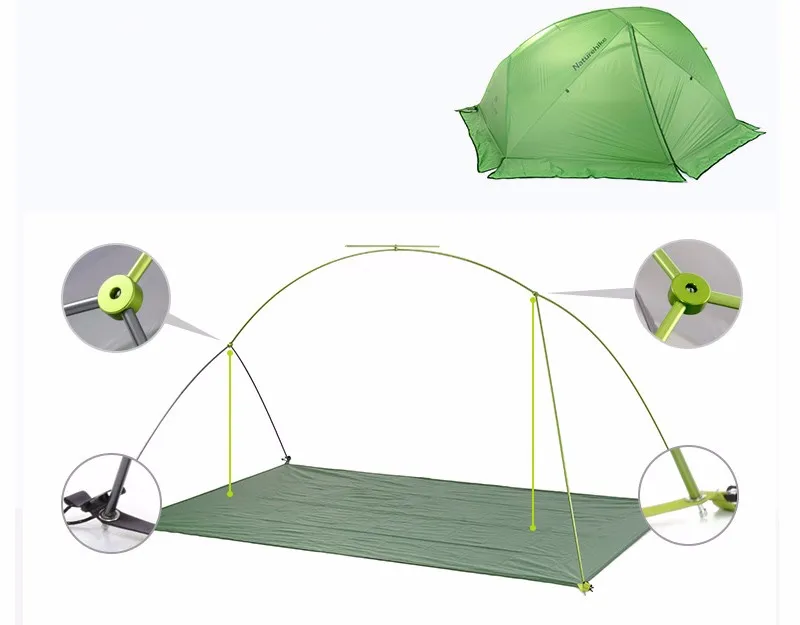 NatureHike новое поступление 2 человек 4 Сезона Палатка походная двухслойная водостойкая палатка с ковриком Star River 20D обновление