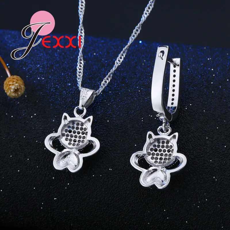 

New Big Sale Wedding Jewelry Sets Silver Color Cute Dog Pendant Necklace/Earring Sets for Fashion Women