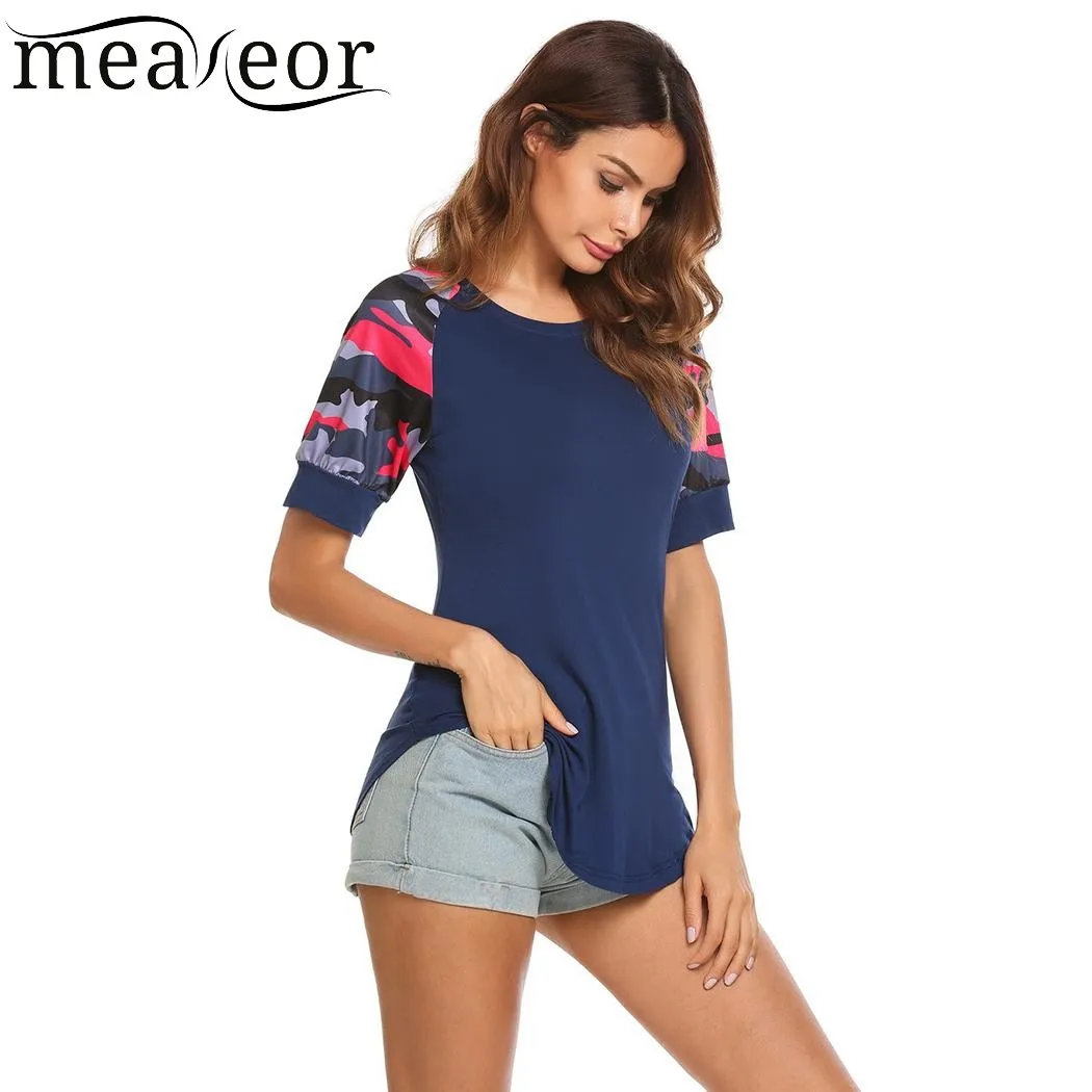 Meaneor/женская Повседневная камуфляжная футболка с коротким рукавом и