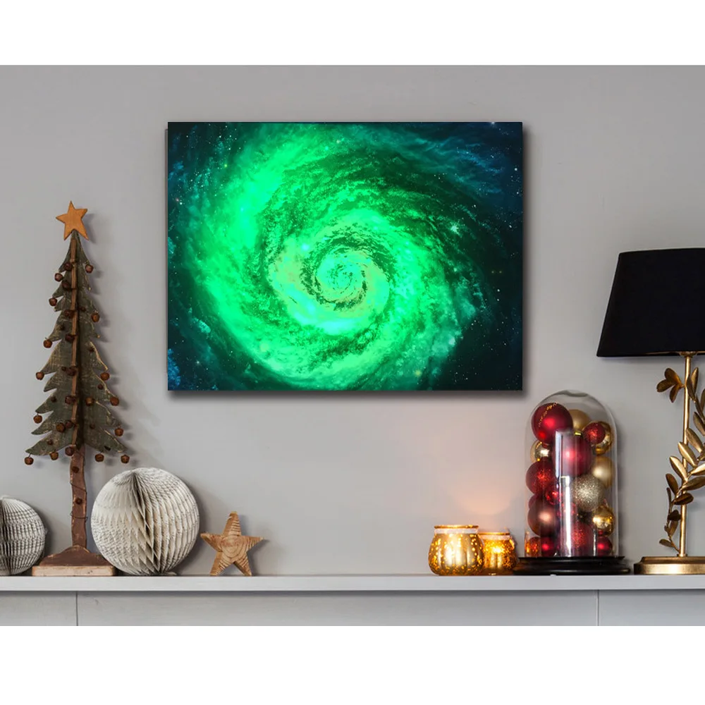 Красочные RGB светодиоды холст Настенный декор галактика фон космическая картина дистанционное управление холст печать освещенная живопись детский подарок
