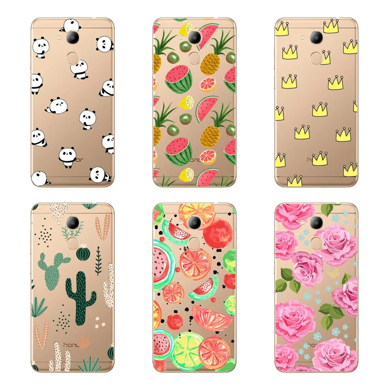 huawei honor 6c pro Case Silicon Black Painting flower Soft TPU Back Cover for Protect Phone cases shell |