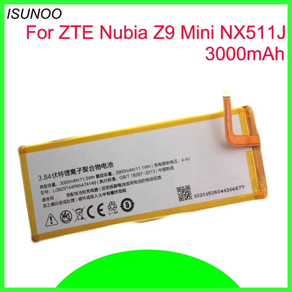 ISUNOO 10 шт./лот 3000 мАч Li3829T44P6hA74140 Аккумулятор для ZTE Nubia Z7 Z9 NX508J/NX510J/NX511J Max Plus mini
