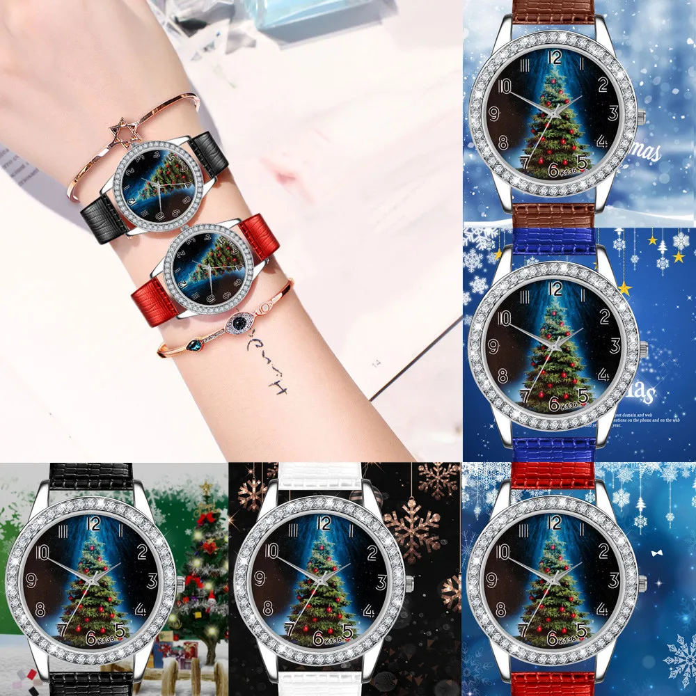Рождественские бриллиантовые Аналоговые кварцевые наручные часы Gif09.22 | Наручные