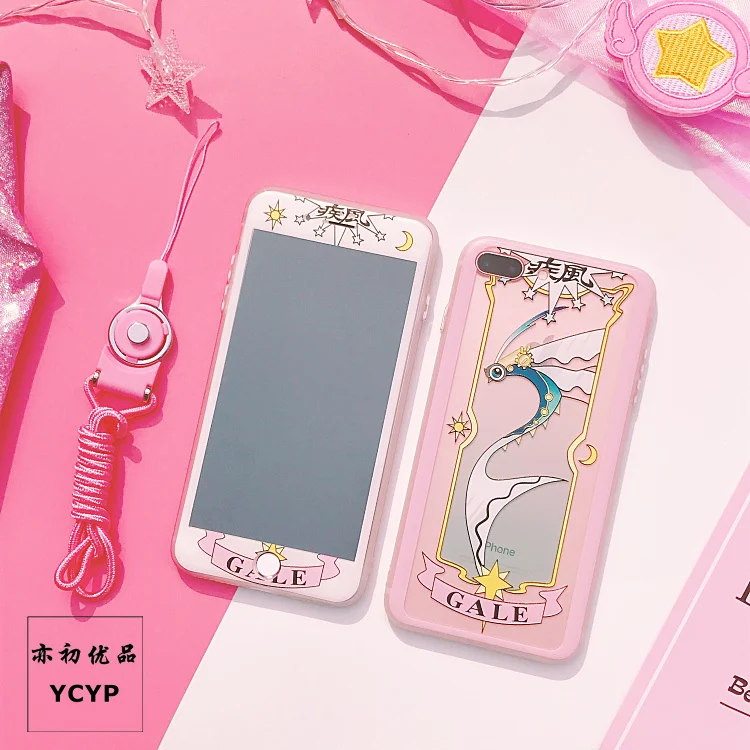 Чехол для iphone 8 Clow card+ пленка для экрана из закаленного стекла для iphone X 8plus 6 6S plus 7 7plus прозрачный чехол Sakura Cardcaptor